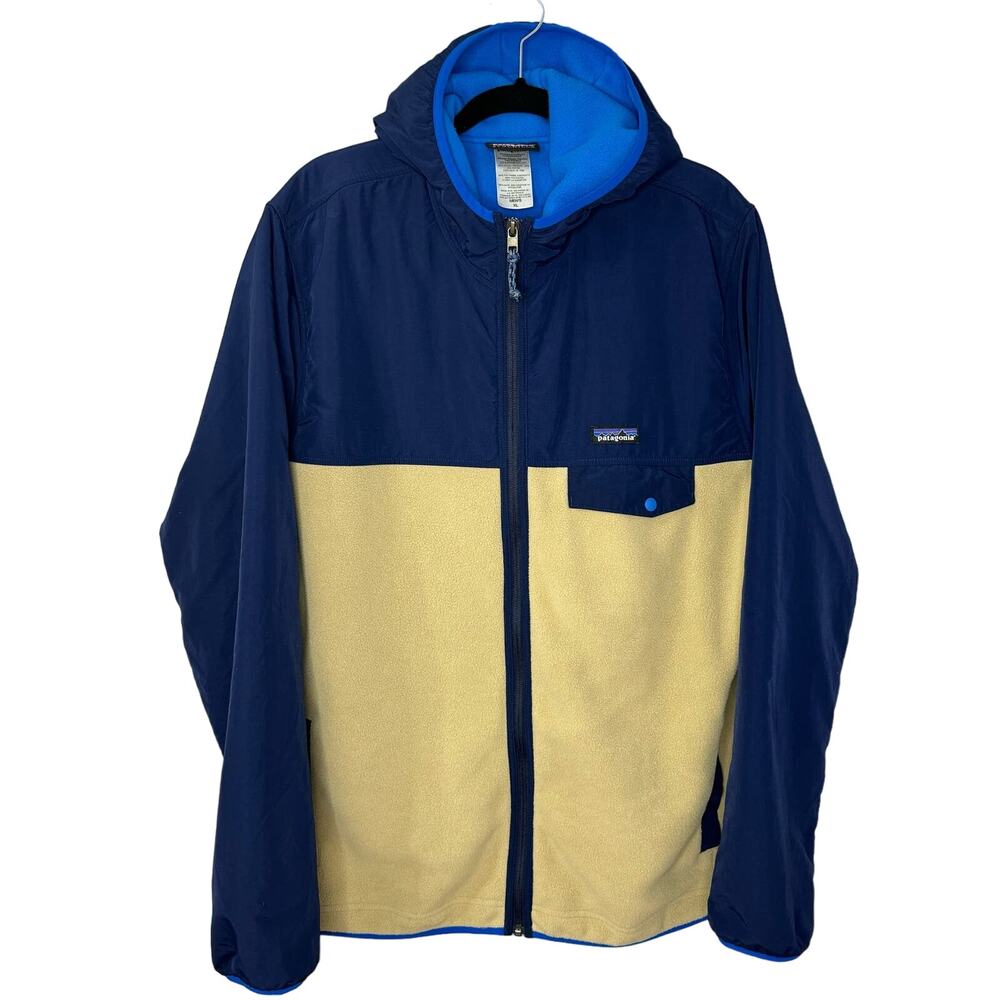 Patagonia Synchilla Snap T Full Zip Hoody Fleece Jacket Blue Cream Men XL